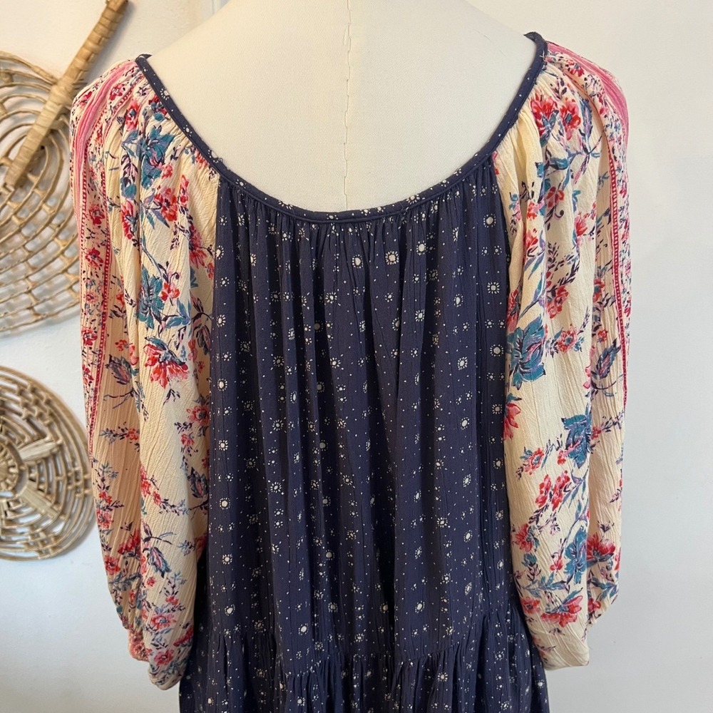 Angie Navy & Cream Floral Tie-Front Mini Dress - Picture 9 of 9